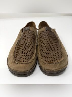 Preowned Men's OluKai Moloa Aho Nubuck Leather Loafer Slip-on Clay/Husk Sz 9.5